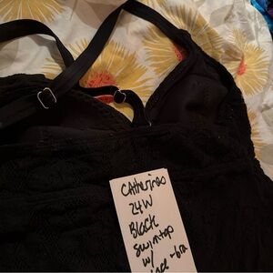 Catherines Black Swim Top 24w plus adj straps